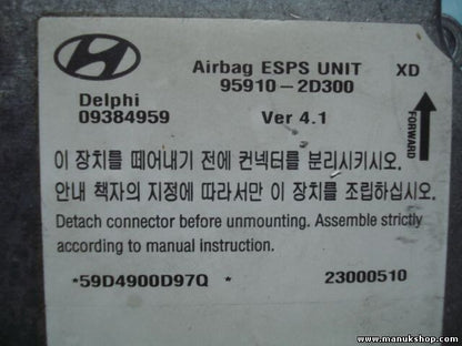 Sensor de impacto de airbag Hyundai Elantra 09384959 95910-2D300 959102D300