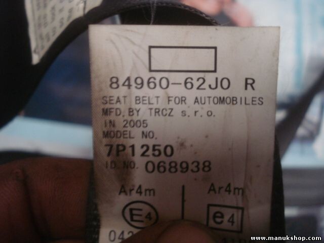 Cinturón de seguridad trasero derecho Suzuki Swift 7P1250 8498062J0 8498062J0R