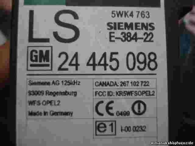 Bobina lettore chiavi Opel Agila Astra Zafira Corsa Meriva Vectra 24445098 5W...