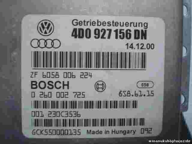 Módulo de control transmisión Audi A8 4D0927156DN ZF6058006224 BOSCH 0260002725