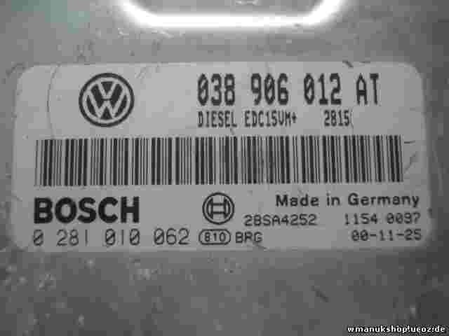 Centralita  VW Audi Seat Skoda 038906012AT DIESEL EDC15VM 2815 BOSCH 0281010062