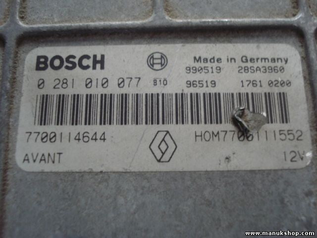 Centralita del motor Renault Megane 12V 7700111552 0281010077 28SA3960
