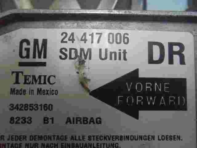 Airbag Centralita Opel Corsa C GM SDM B1 24417006DR 24417006 TEMIC 342853160