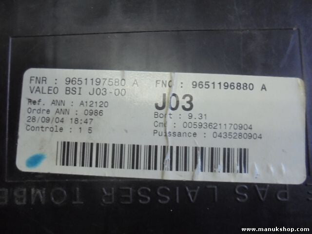 Caja de fusibles  Peugeot 307 9651196880 9651196880A 9651197580 965119758 VALEO