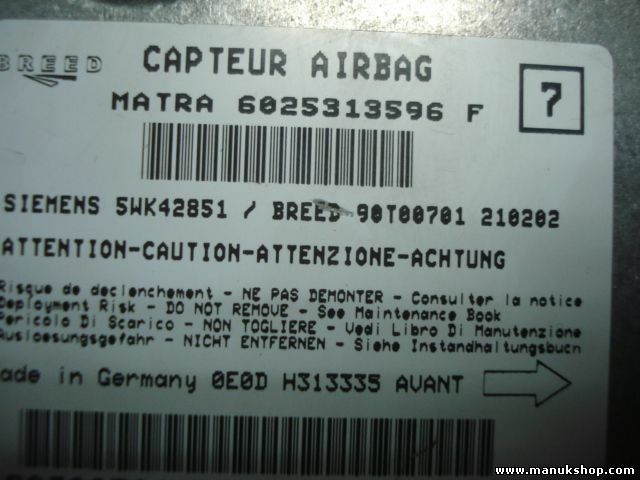 Airbag Centralita Renault Espace 6025313596 F 6025313596F SIEMENS 5WK42851