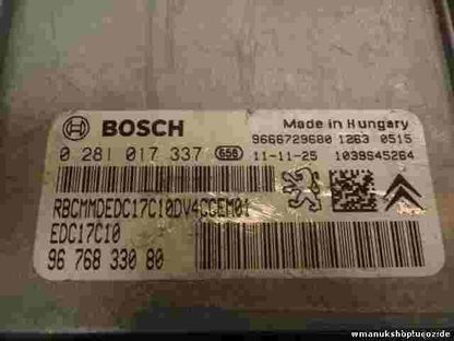 Centralina Peugeot Citroen C3 9676833080 9666729680 EDC17C10 BOSCH 0281017337