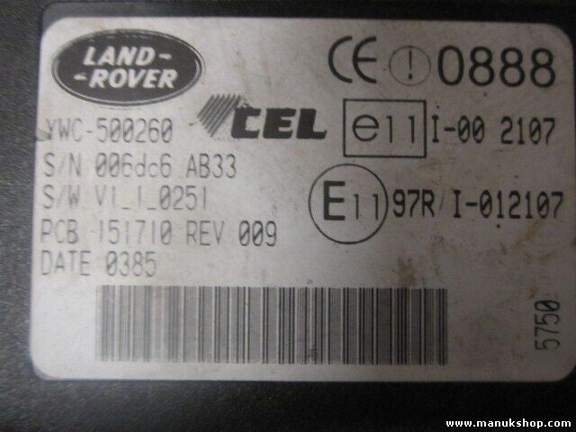 Control de la unidad de alarma inmovilizador módulo Land Rover YWC500 151710REV