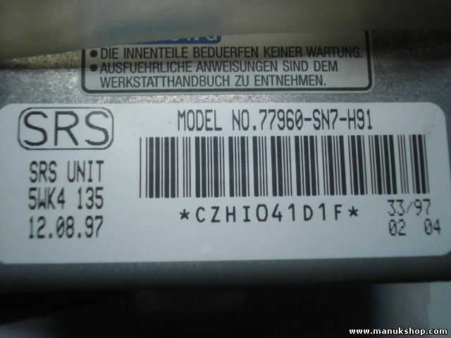 Airbag Centralita Rover 600 RH Honda SRS 77960-SN7-H91 77960SN7H91 5WK4135