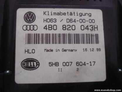Control de la calefacción Audi VW 4B0 820 043H 4B0820043H 4BO820043H 5HB00760417