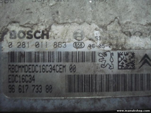 Centralita del motor Citroen C4 9661773380  EDC16C34 BOSCH 0281011863