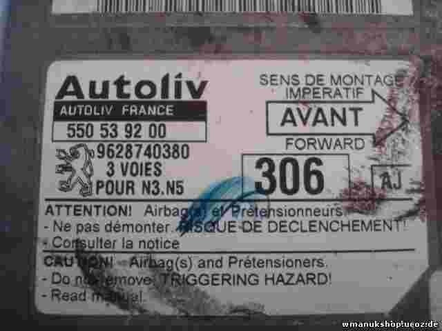 Airbag Centralita Peugeot 306 (AJ) 9628740380 550 53 92 00 550539200