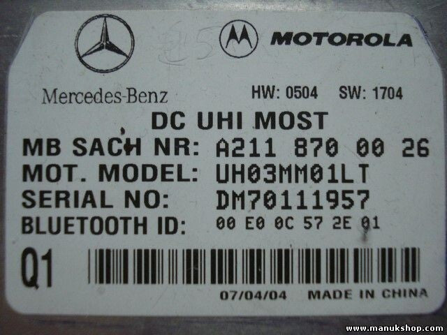 Centralita Bluetooth Teléfono Mercedes-Benz W169 SACH Motorola A2118700026