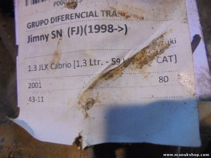 Grupo Diferencial Trasero Suzuki Jimny SN FJ JLX KN21 0205256 9803 piñón 43/11