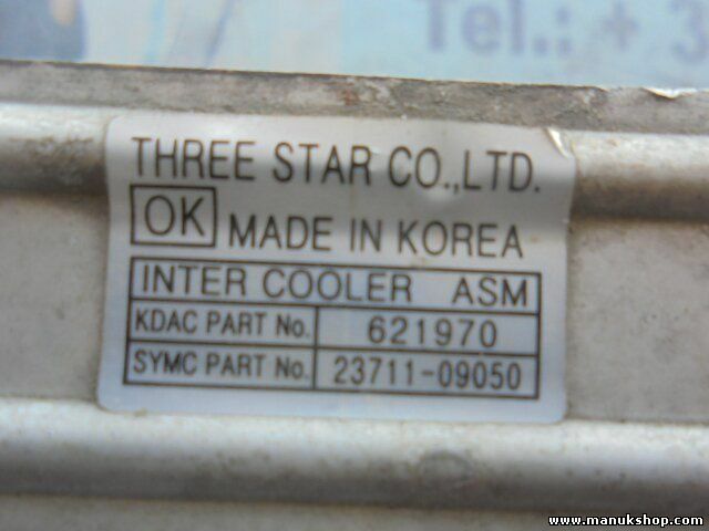 Radiador de intercooler SsangYong Musso Actyon 2371109050 23711-09050 23711 0905