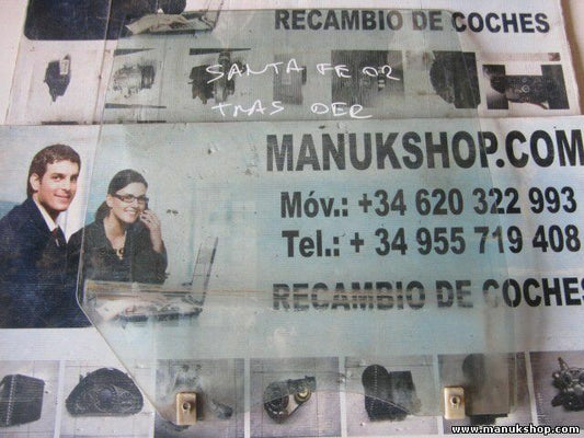 Cristal de la puerta trasero derecho Hyundai Santa Fe 2002 43R000382