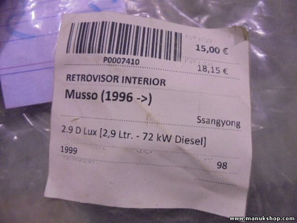 Specchietto retrovisore interno specchio SsangYong Musso 1996 E13013401 E13 0...