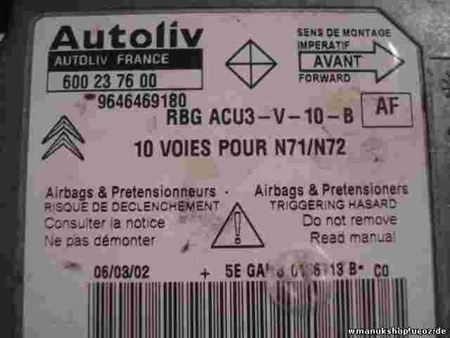 Airbag Centralita Citroen Xsara (AF) 9646469180 600237600 600 23 76 00