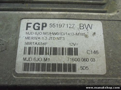 Centralita del motor Opel Meriva 1.3 JTD NT3 FGP 55197127 BW MJD6JOM1 7160006003