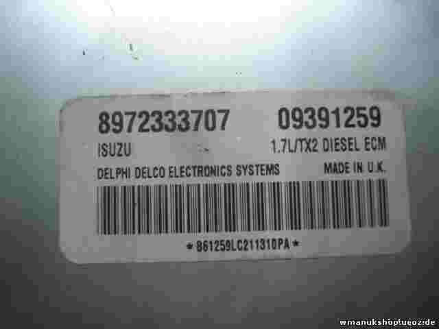 Centralita  Opel Corsa 8972333707 Isuzu DELPHI DELCO 09391259 1.7/TX2