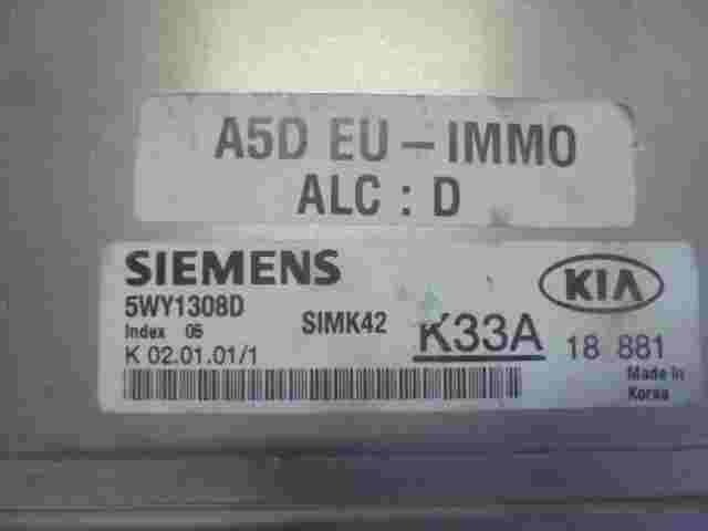 Centralita  KIA Rio K33A18881 K33A 18 881 SIEMENS 5WY1308D SIMK42 Index 05 A5D