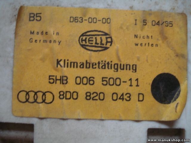 Controllo riscaldamento Audi A4 B5 8D0820043D 8DO820043D HELLA 5HB00650011