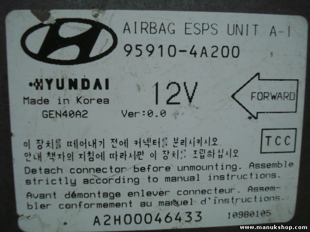 Airbag Centralita Hyundai H1 UNITÀ A-1 (TCC) ver.0.0 959104A200 GEN40A2 10980105