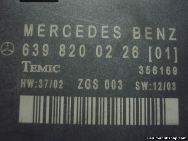 Controlador Confort Mercedes-Benz 6398200226 TEMIC 356169 HW 37/02 ZGS 003