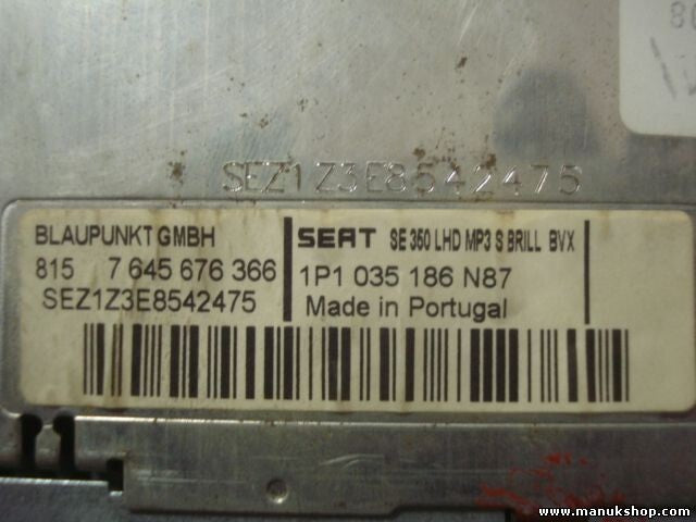 Radio CD WMA MP3 Seat Leon 7 646 546 366 7646546366 1P1035186 1P1035186N87
