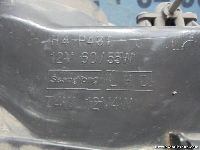 Faro delantero derecho SsangYong Musso H4 P43T 12V 60 55W T4W 12V4W 9D14
