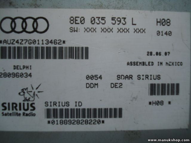 Controlador digital de recepción de radio Audi A3 A4 TT 8E0035593L 28096034