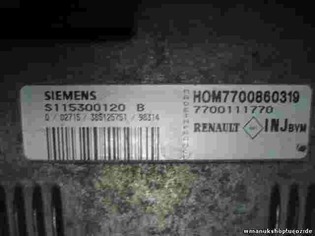 Centralita del motor Renault  7700111770 HOM7700860319 SIEMENS  S115300120B