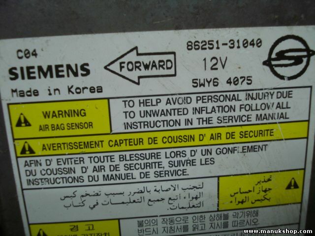 Airbag Centralita SsangYong Actyon 2005 8625131040 SIEMENS 5WY64075 5WY6 4075