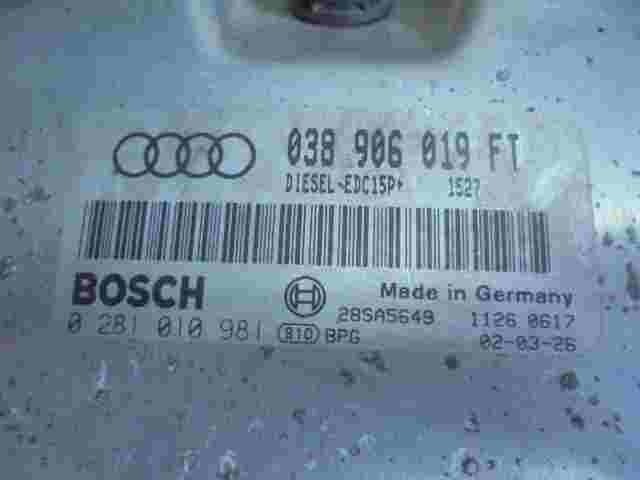 Centralita Audi A3 1.9TDI 038906019FT DIESEL EDC15P 1527 BOSCH 02810981