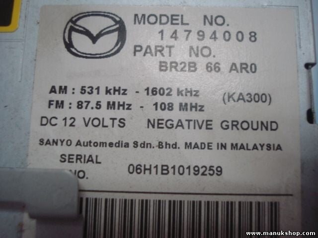 Radio CD Mazda 3 BR2B66AR0 BR2B 66 AR0 BR2B 66 9R0 BR2B669R0 MODEL NO. 14794008