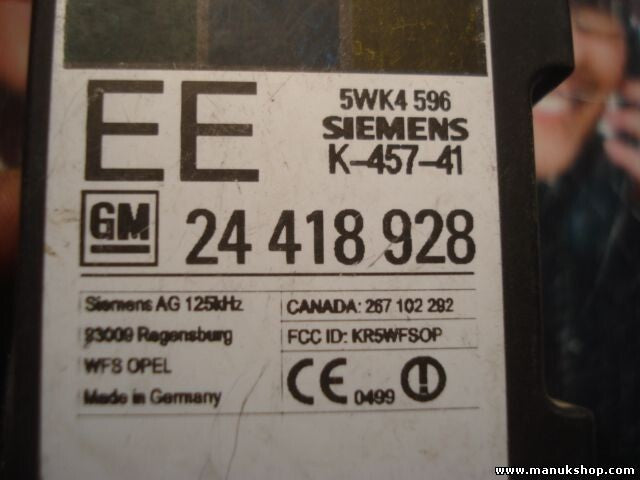 Bobina lector Key Opel Vectra 24 418 928 24418928 SIEMENS 5WK4596 5WK4 596