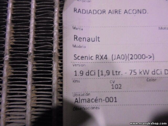Condensador radiador aire acondicionado Renault 7700434383 MAQ05 710110201F02