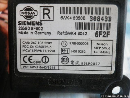 Bobina lector Key Nissan N16 28590 9F902 SIEMENS 5WK4 8050B 5WK48042 5WK4 8042