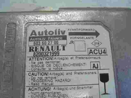 Sensore di impatto airbag Renault Scenic (AJ) 8200321999 JR 603602700