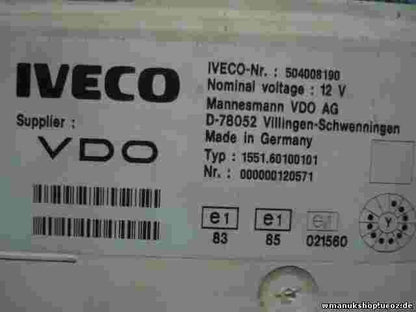 Cuadro de instrumentos Iveco Daily 00-06 504008190 VDO 155160100101 D-78052