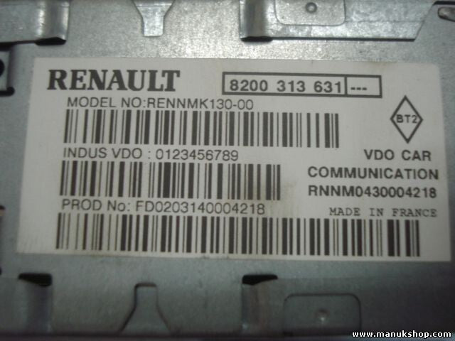 Mando del sistema de navegación Renault 8200313631 VDO 0123456789 RENNMK130-00