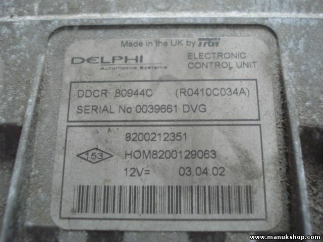 Centralina / Renault Cilo DELPHI 8200212351 HOM8200129063 8200129063 R0410C034A