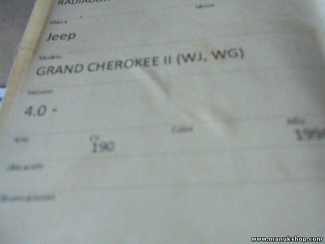 Radiador de agua Jeep V-33 NISSENS 60989 025726 52005166 52005169 52005172