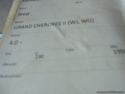 Radiador de agua Jeep V-33 NISSENS 60989 025726 52005166 52005169 52005172