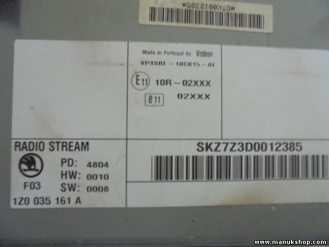 Radio Skoda 1Z0035161A VP4SBF18C815AF 1Z0 035 161 A VP4SBF 18C815 AF 1ZO035161