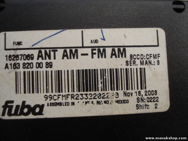 Amplificador de antena Mercedes-Benz ML 270 CDI A 163 820 00 89 A1638200089
