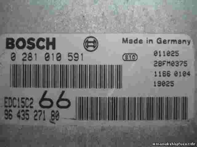 Centralita Peugeot Expert Citroën Jumpy Fiat EDC15C266 9643527180 0281010591