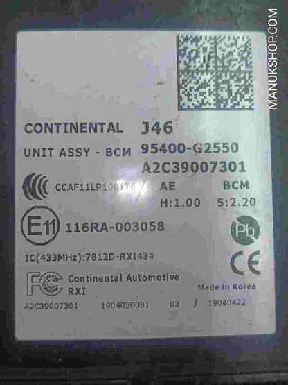 BCM Caja de fusibles Kia Niro Hyundai ioniq 95400G2550 95400-G2550 A2C39007301