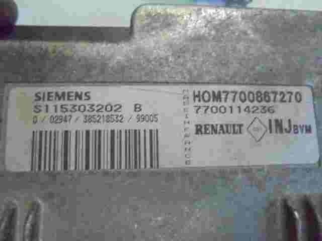 Centralina motore Renault Clio HOM7700867270 7700114236 SIEMENS S115303202B