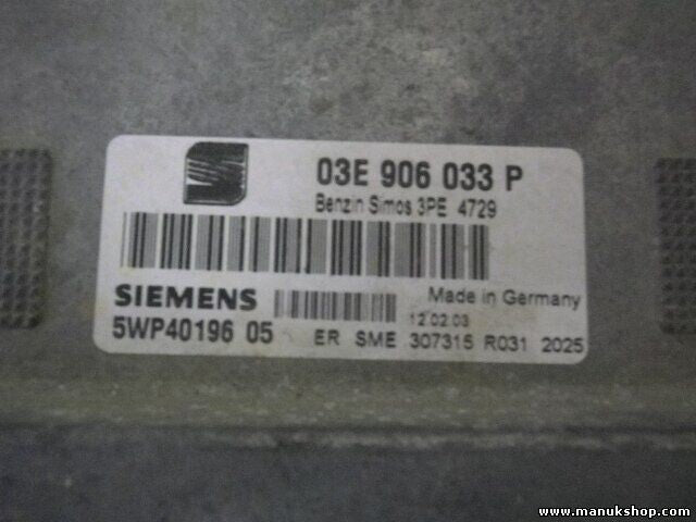 Centralita del motor VW Volkswagen 03E906033P SIEMENS 5WP40196 05 5WP4019605