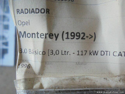 Radiador de agua Isuzu Opel Monterey 8943752755 8971690240 97036935 97169024 